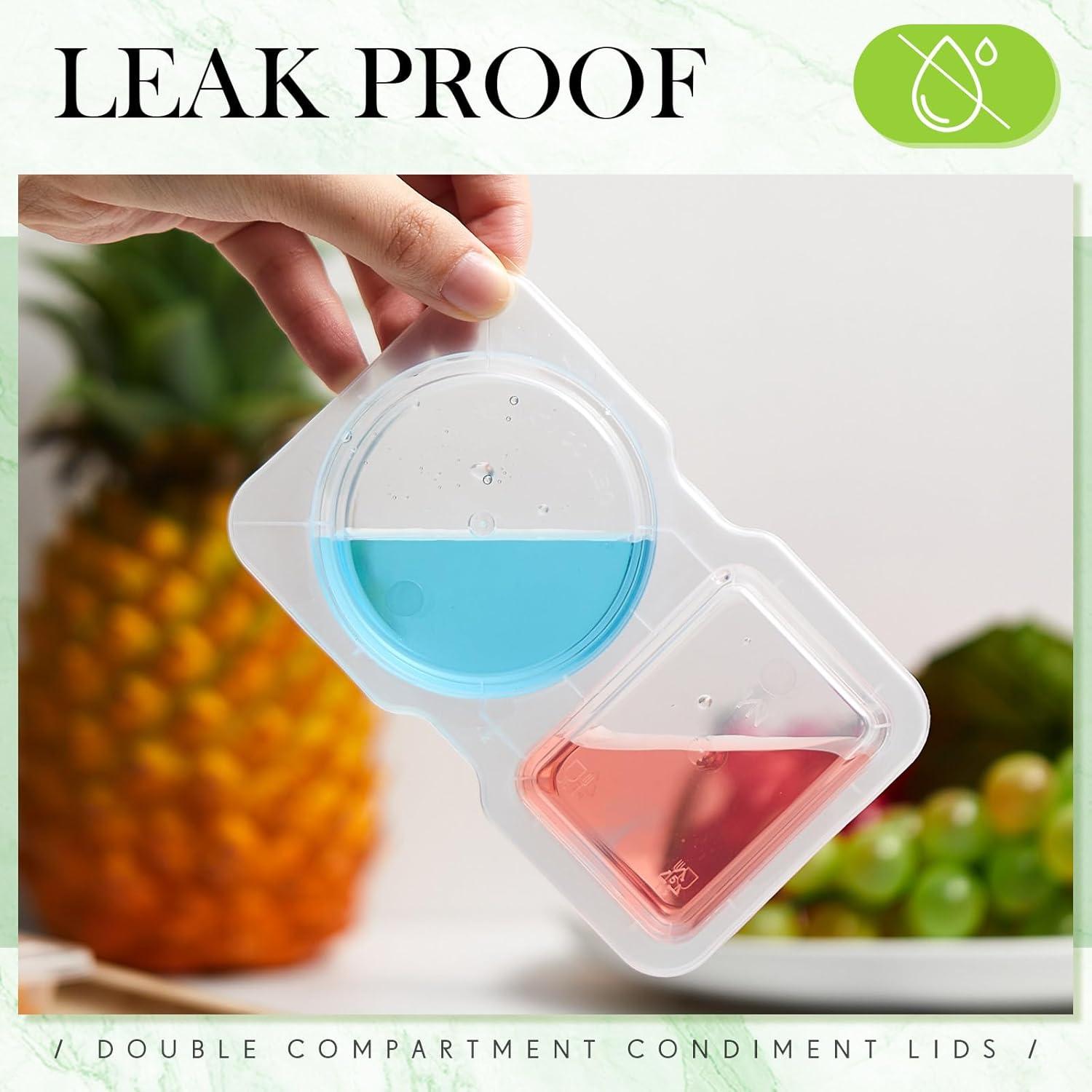 10 Contenedores de Snack Doble Compartimento Blushtier 15x9 cm