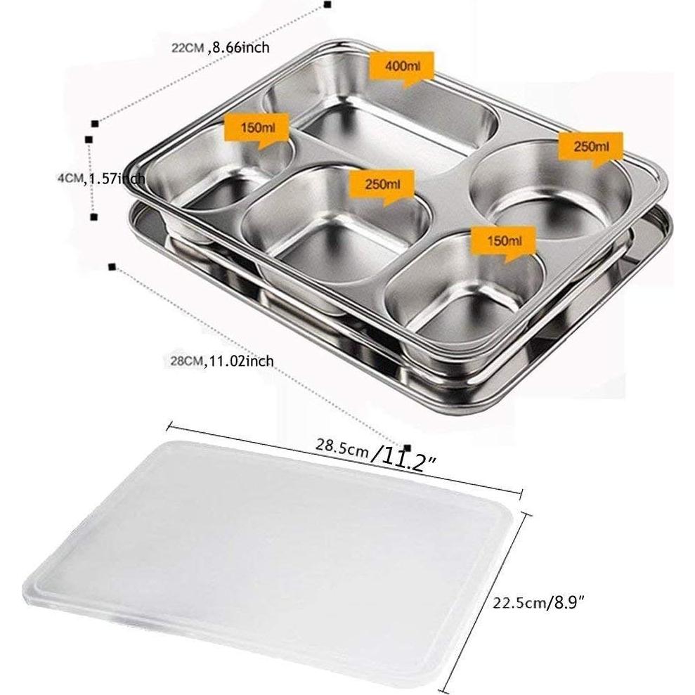 Caja de Almuerzo Bento Acero Inoxidable 304 5 Compartimentos