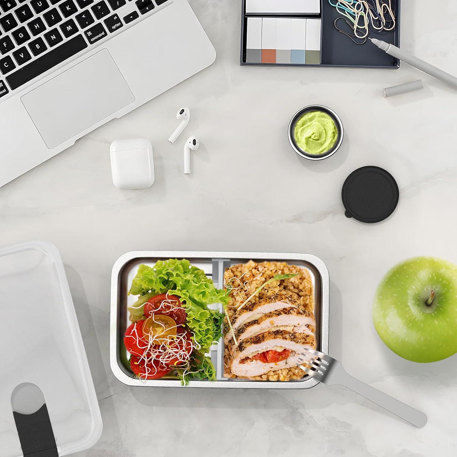 Caja de Almuerzo Bento Acero Inoxidable Bakpoco 1250ml Apta Microondas