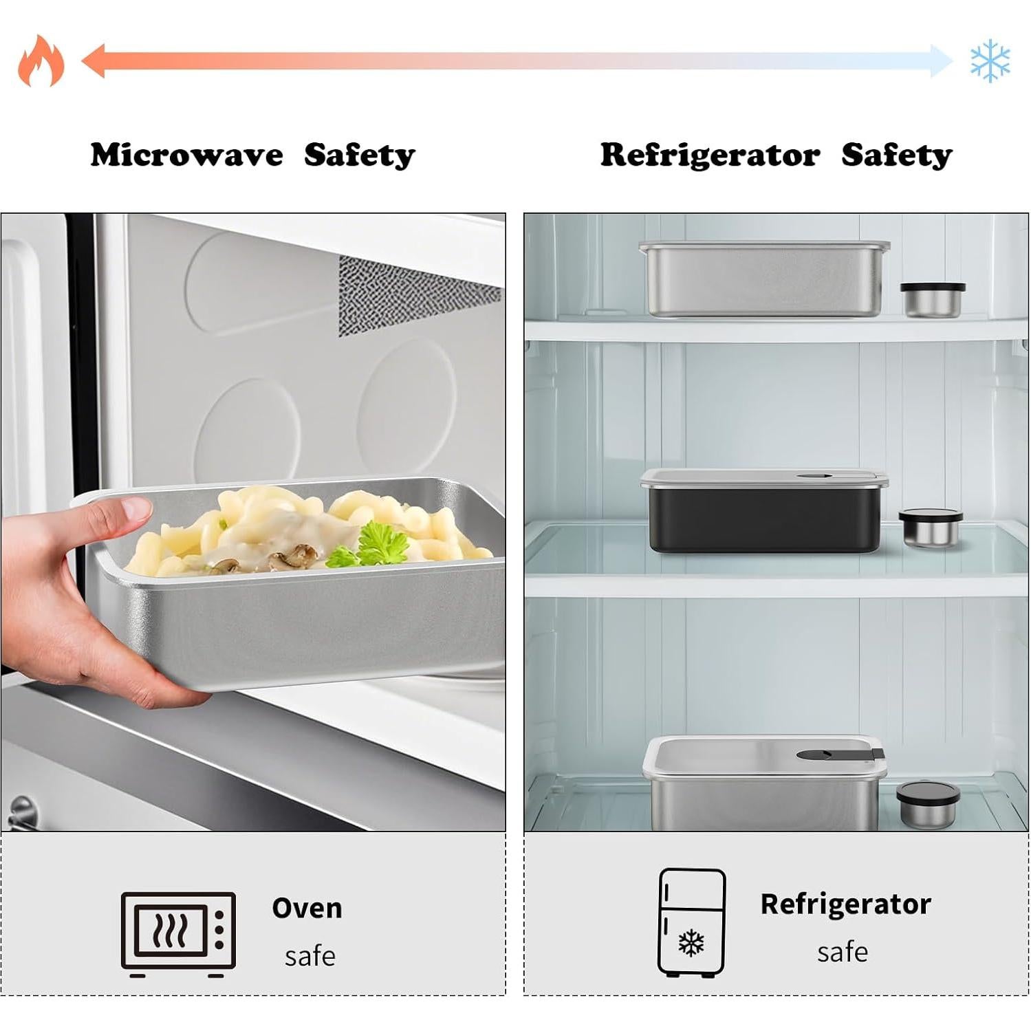 Caja de Almuerzo Bento Acero Inoxidable Bakpoco 1250ml Apta Microondas