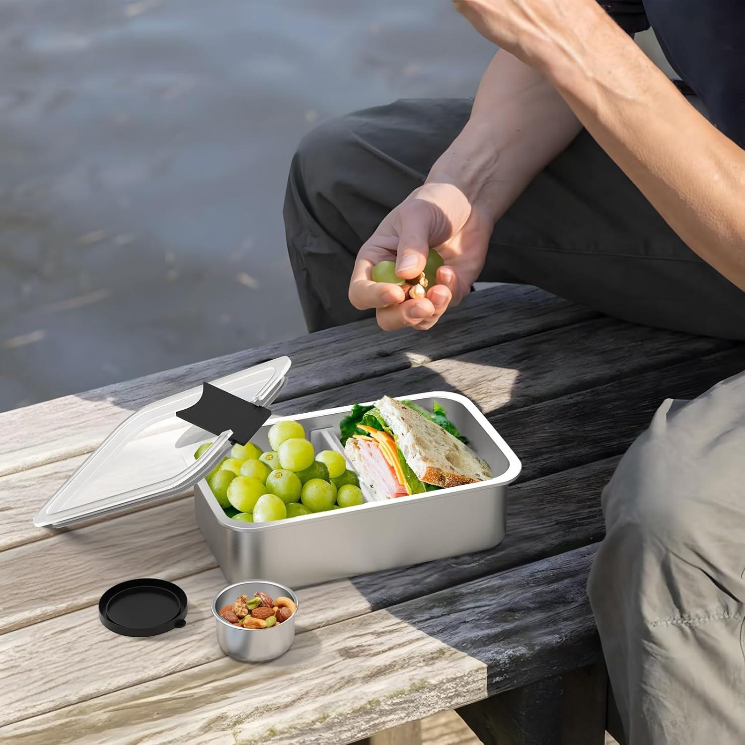 Caja de Almuerzo Bento Acero Inoxidable Bakpoco 1250ml Apta Microondas