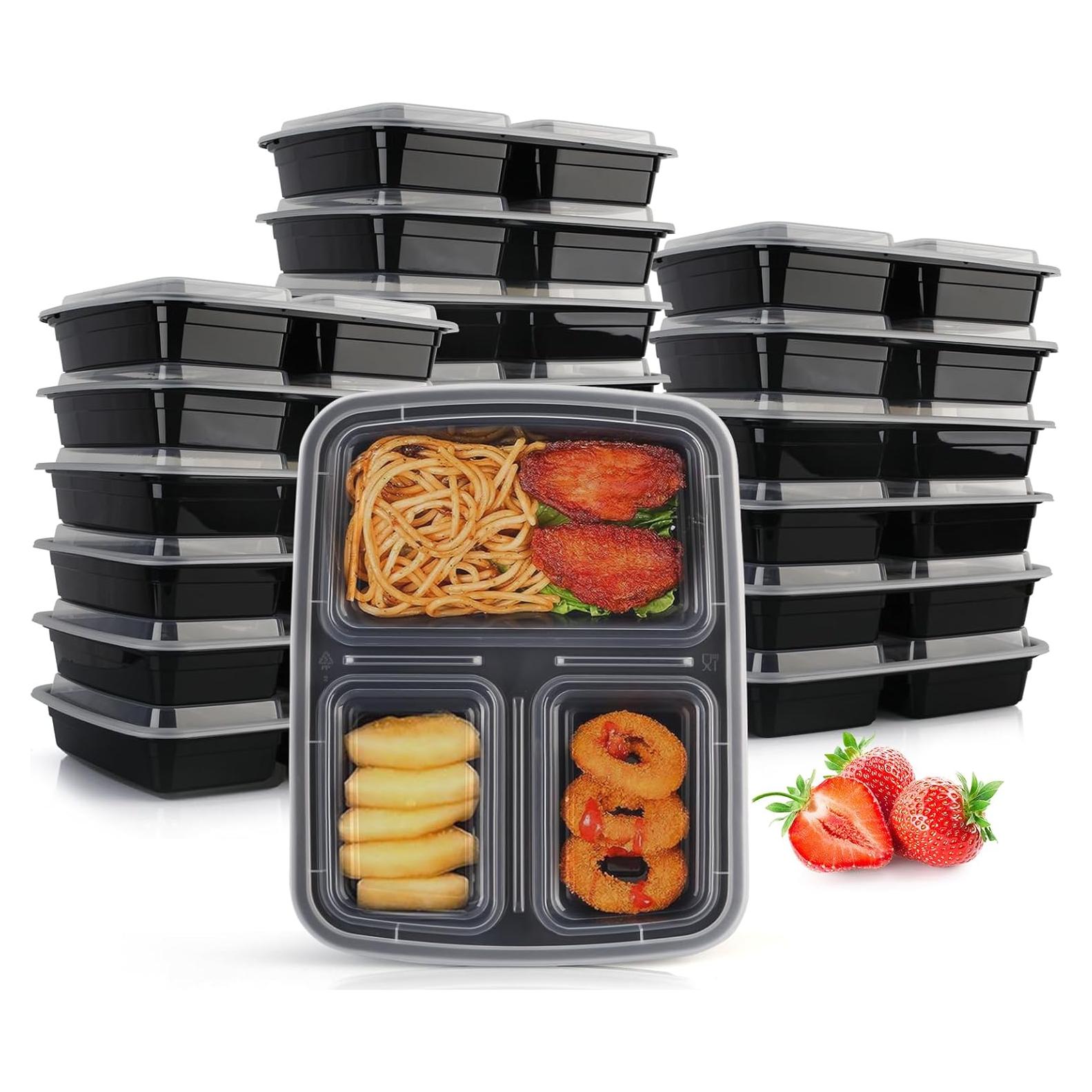 Contenedores de Comida Reutilizables Ezalia 32oz 3 Compartimentos