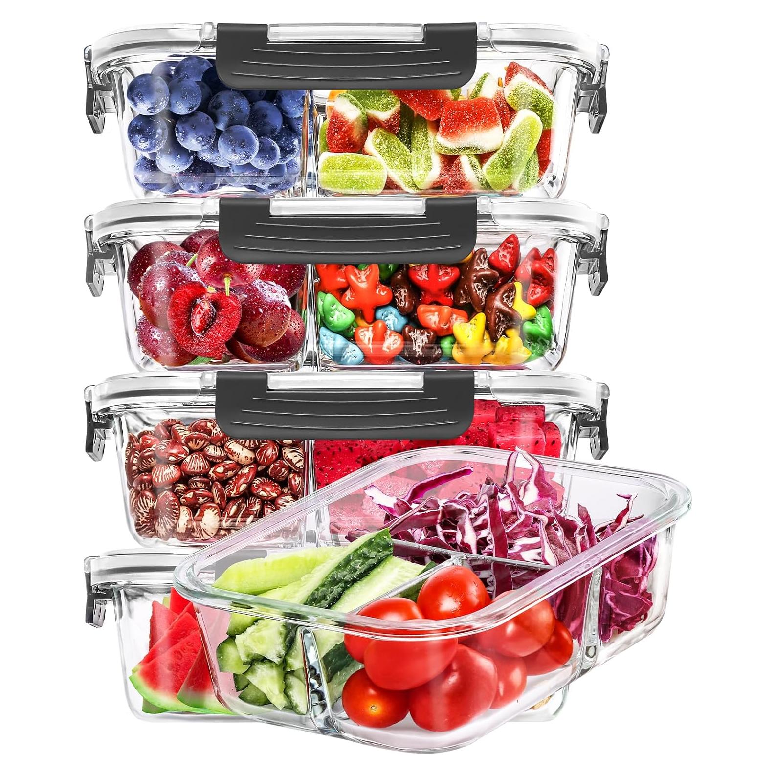 Juego de 5 Contenedores de Almacenamiento de Vidrio Skroam 1040ml