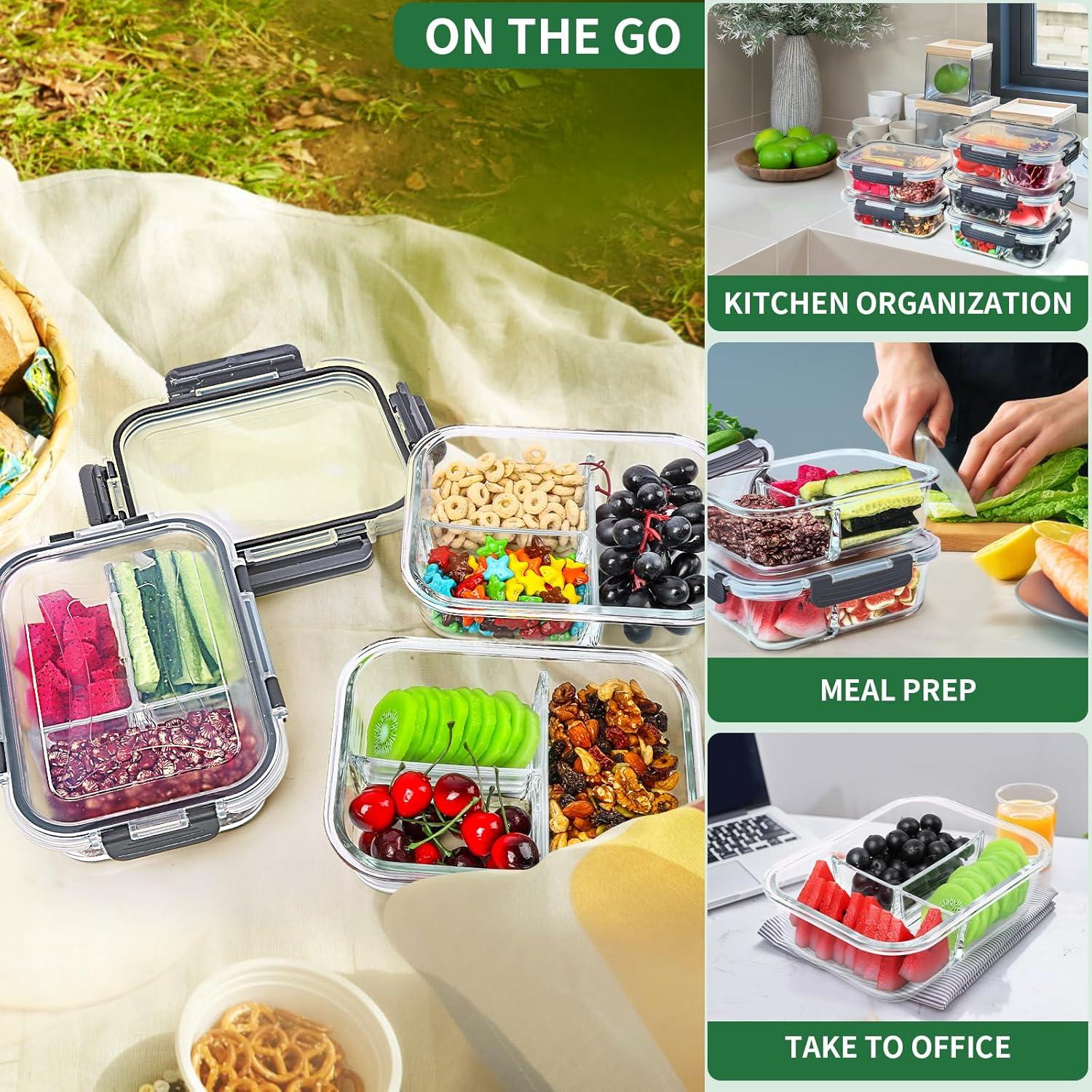 Juego de 5 Contenedores de Almacenamiento de Vidrio Skroam 1040ml