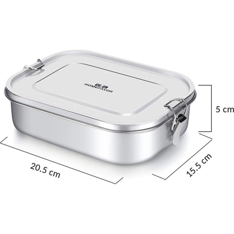 Caja de Almuerzo Acero Inoxidable G.a HOMEFAVOR 1400ml 2 Compartimentos