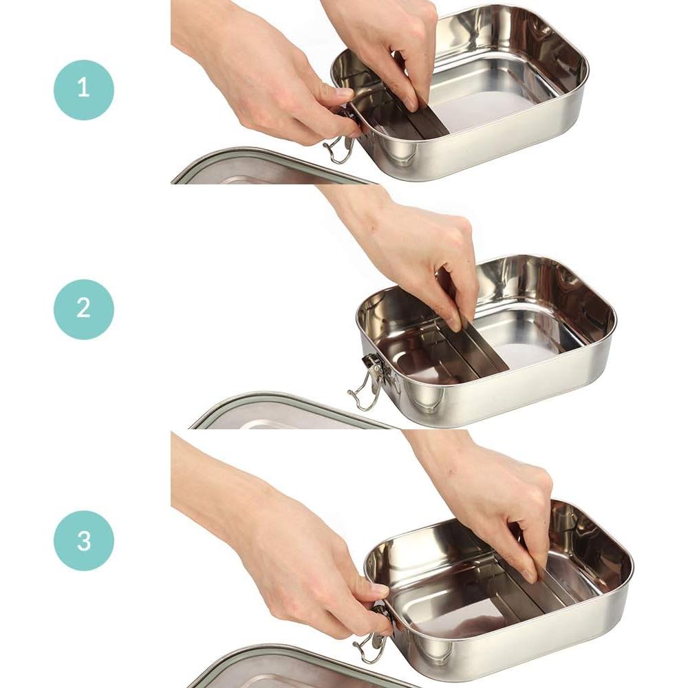 Caja de Almuerzo Acero Inoxidable G.a HOMEFAVOR 1400ml 2 Compartimentos