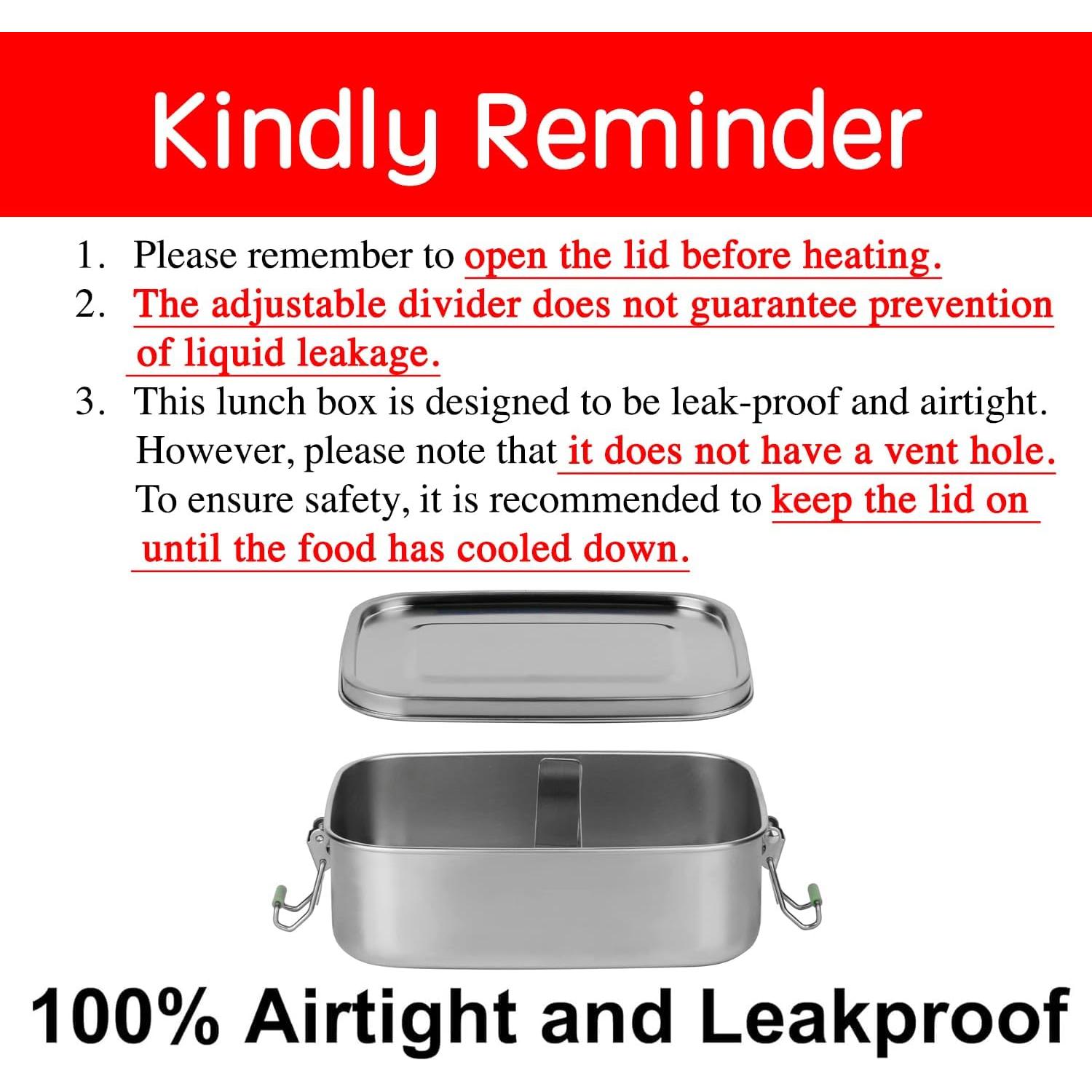 Caja de Almuerzo de Acero Inoxidable Arora 1100ml con Divisor