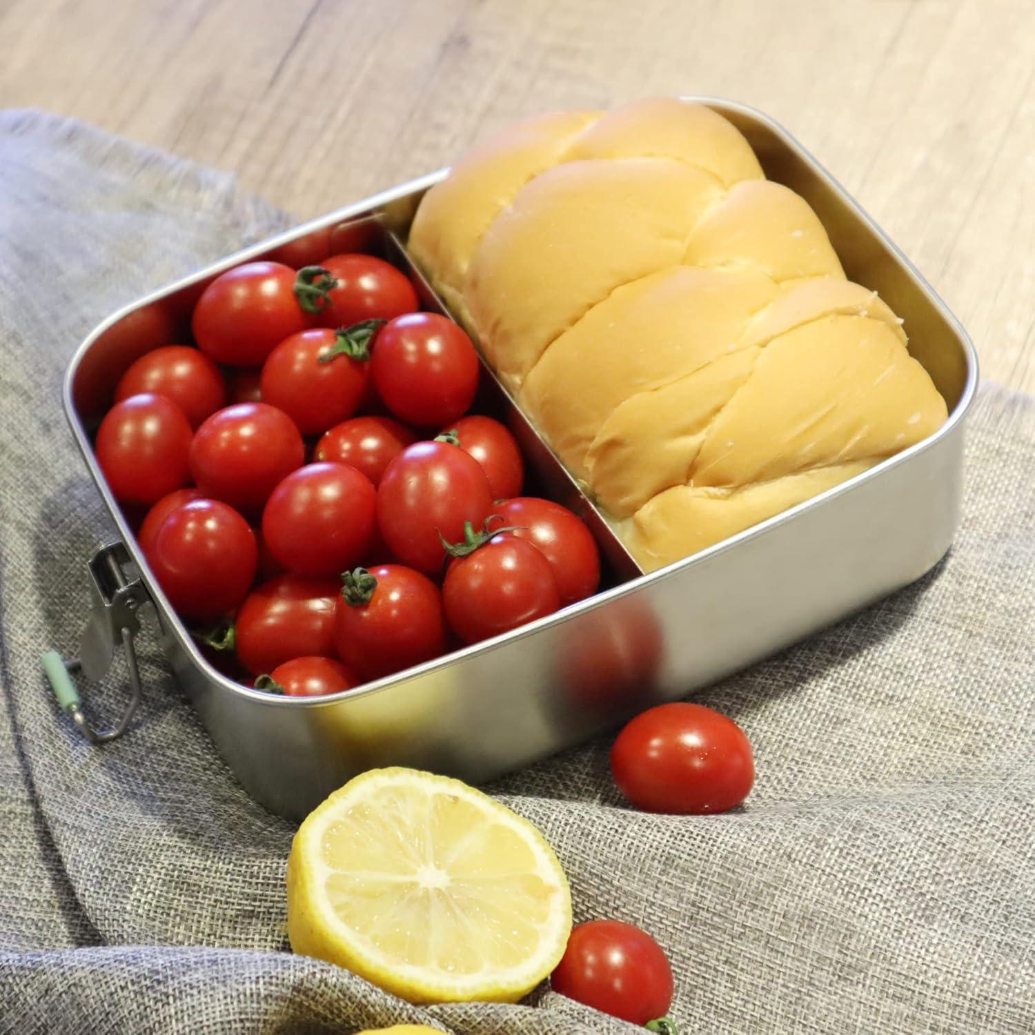 Caja de Almuerzo de Acero Inoxidable Arora 1100ml con Divisor