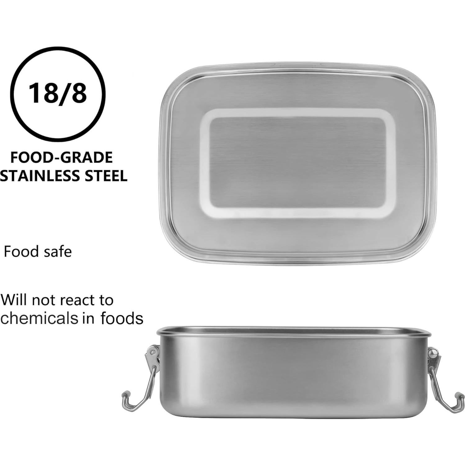 Caja de Almuerzo de Acero Inoxidable Arora 1100ml con Divisor