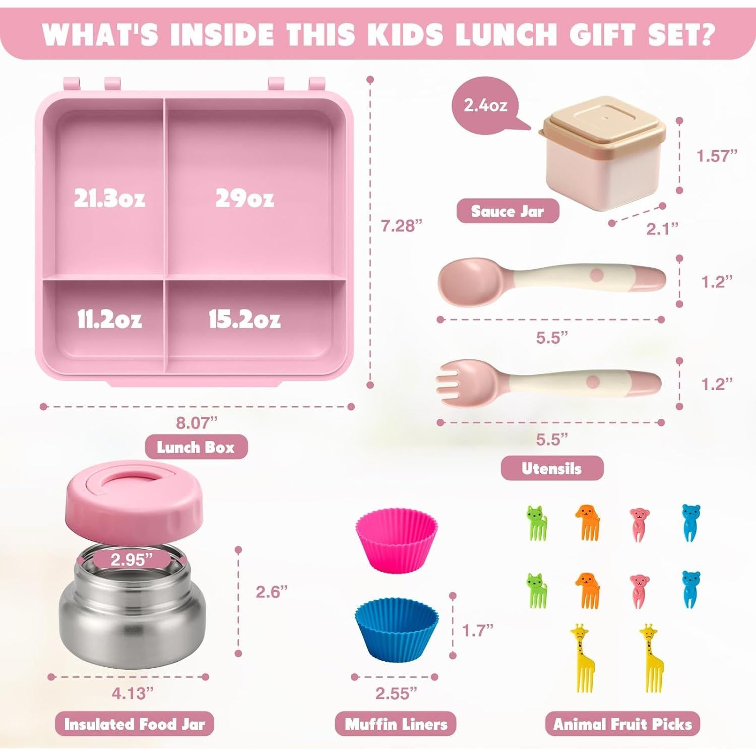 Caja de Almuerzo Bento JSLOVE Rosa 2.14L a Prueba de Fugas