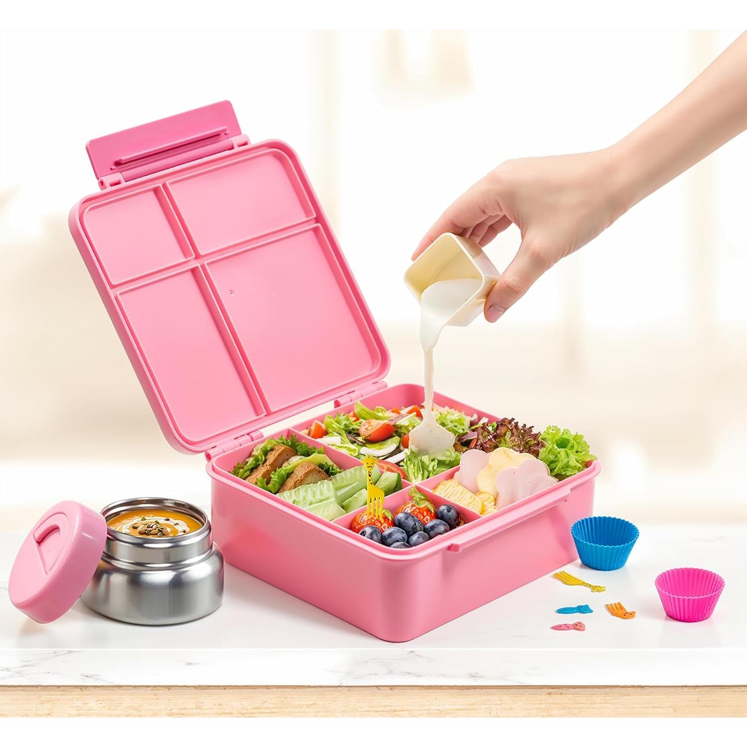 Caja de Almuerzo Bento JSLOVE Rosa 2.14L a Prueba de Fugas