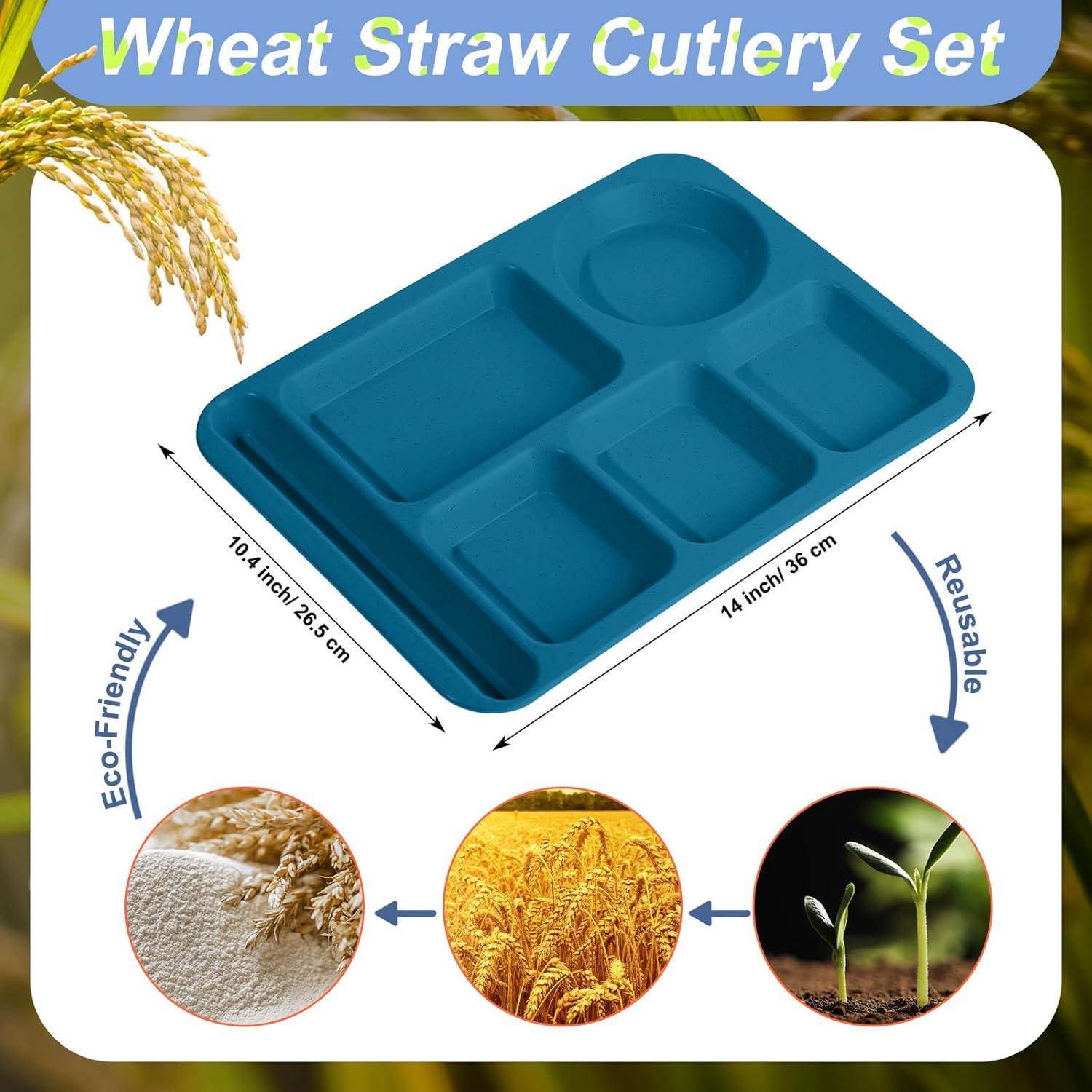 Pinkunn 8 Platos Divididos Irrompibles 36.1x26.4cm Verde