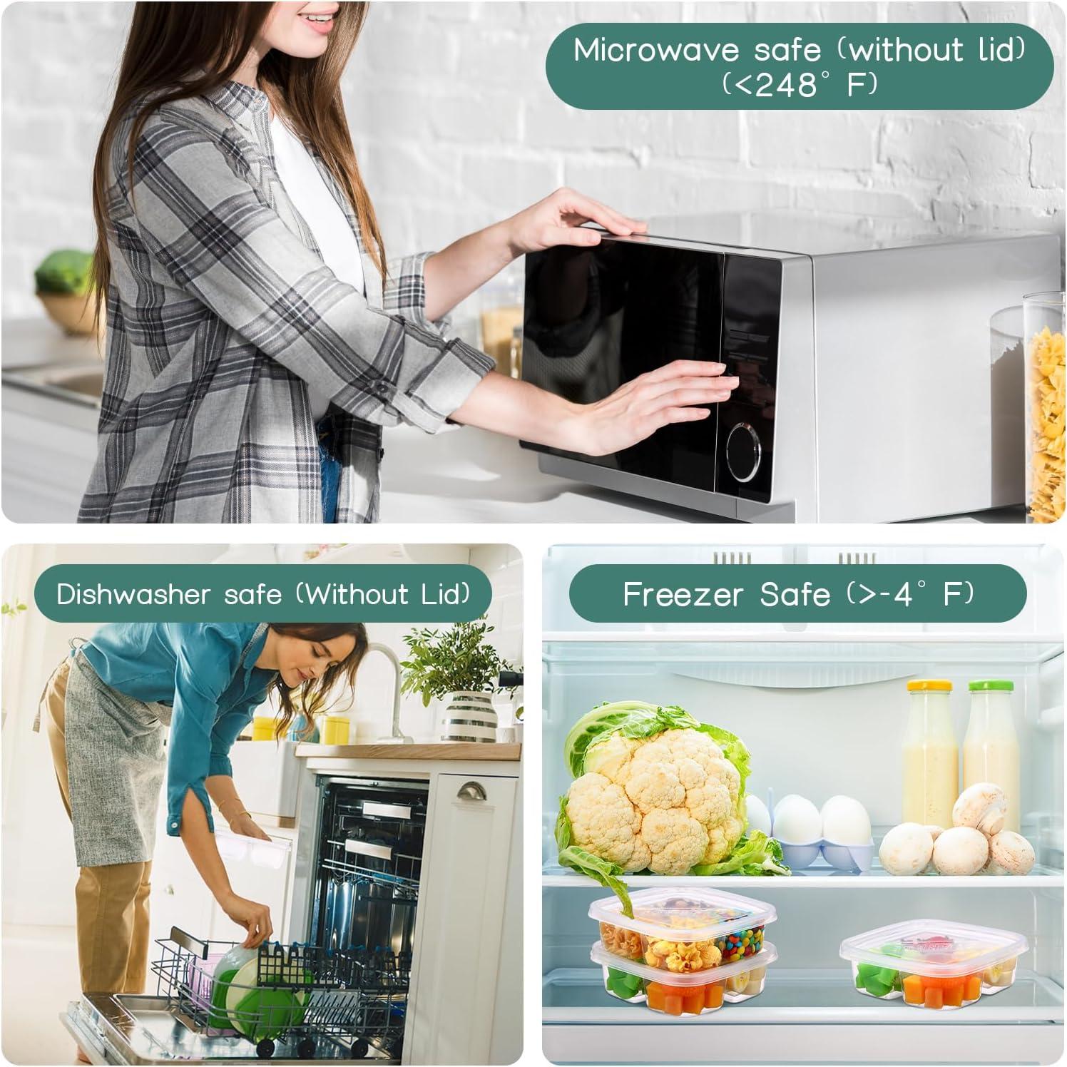 Cajas Bento Dandat 50 Pcs 4 Compartimentos Reutilizables