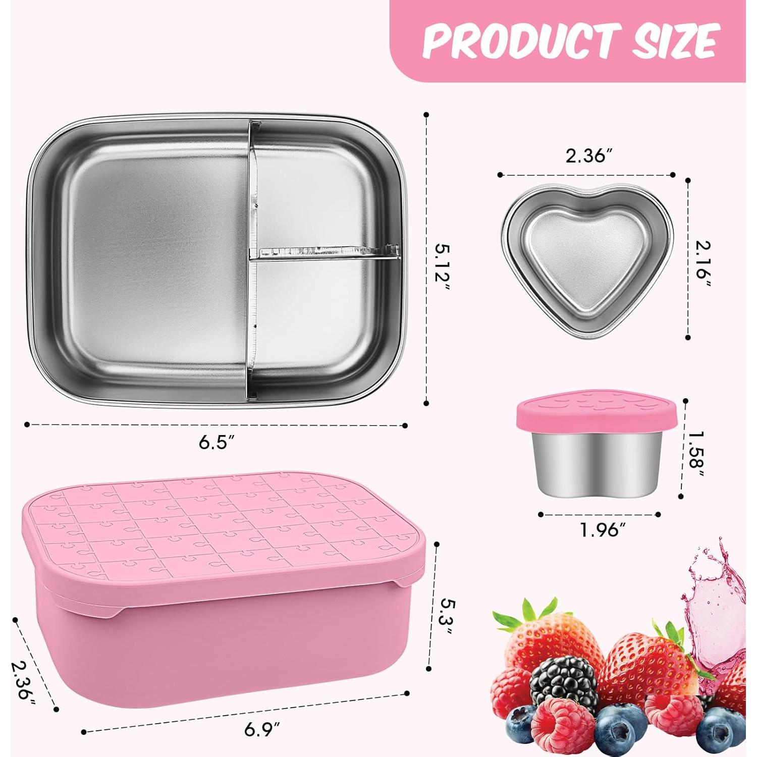 Caja de Almuerzo Bento Oyrlize Rosa Acero Inoxidable 3 Compartimentos