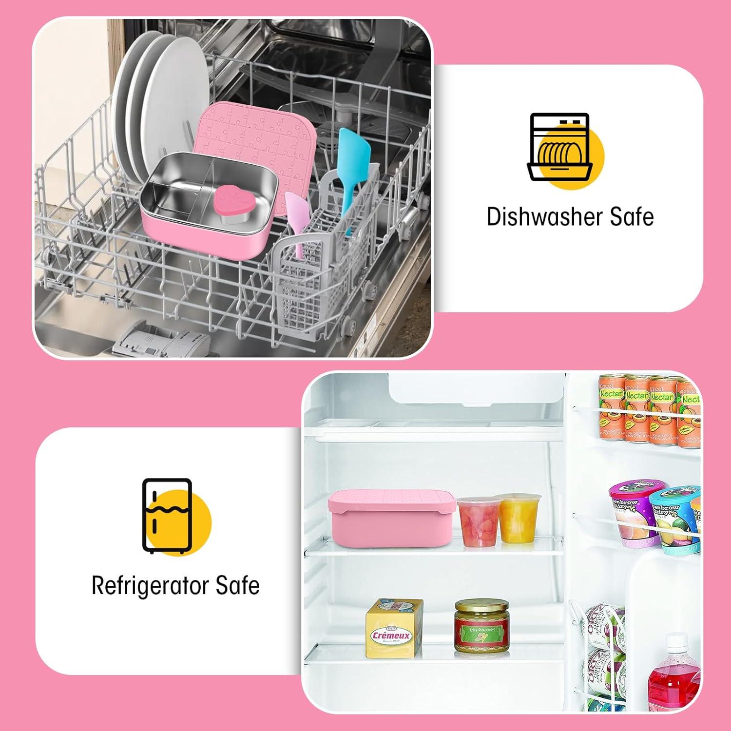 Caja de Almuerzo Bento Oyrlize Rosa Acero Inoxidable 3 Compartimentos