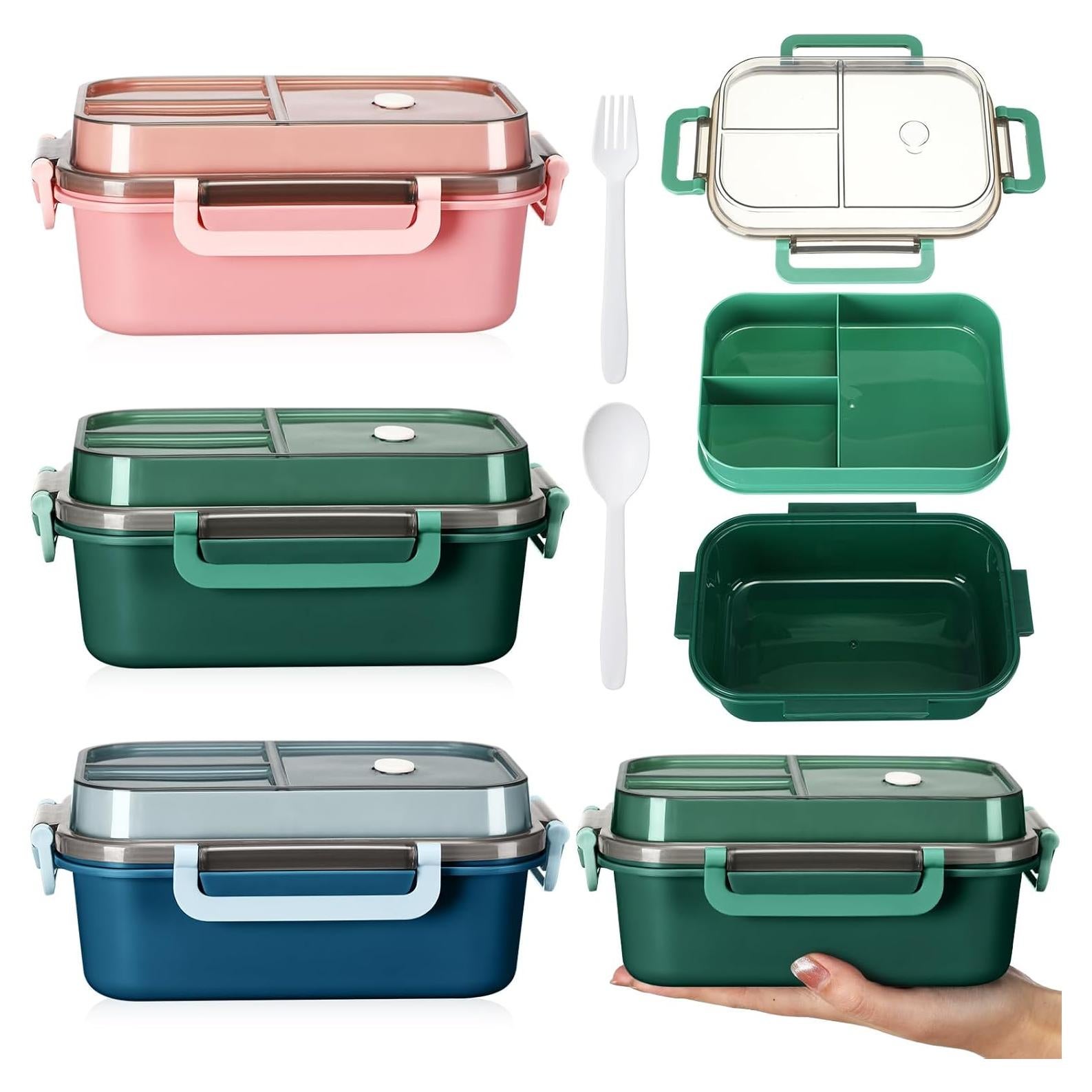 Hushee Caja Bento Plástica 3 Pack 1232 ml 2 Capas 3 Compartimentos