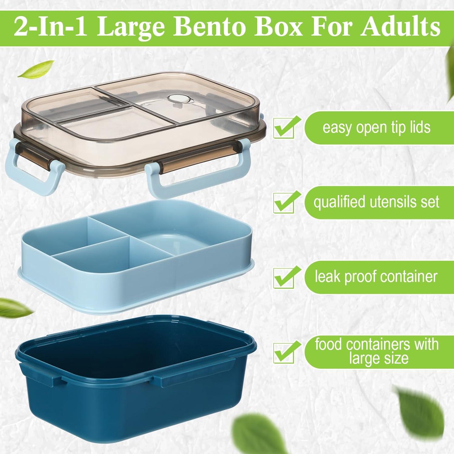 Hushee Caja Bento Plástica 3 Pack 1232 ml 2 Capas 3 Compartimentos