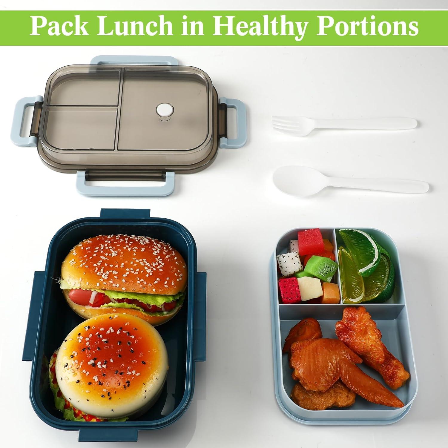 Hushee Caja Bento Plástica 3 Pack 1232 ml 2 Capas 3 Compartimentos