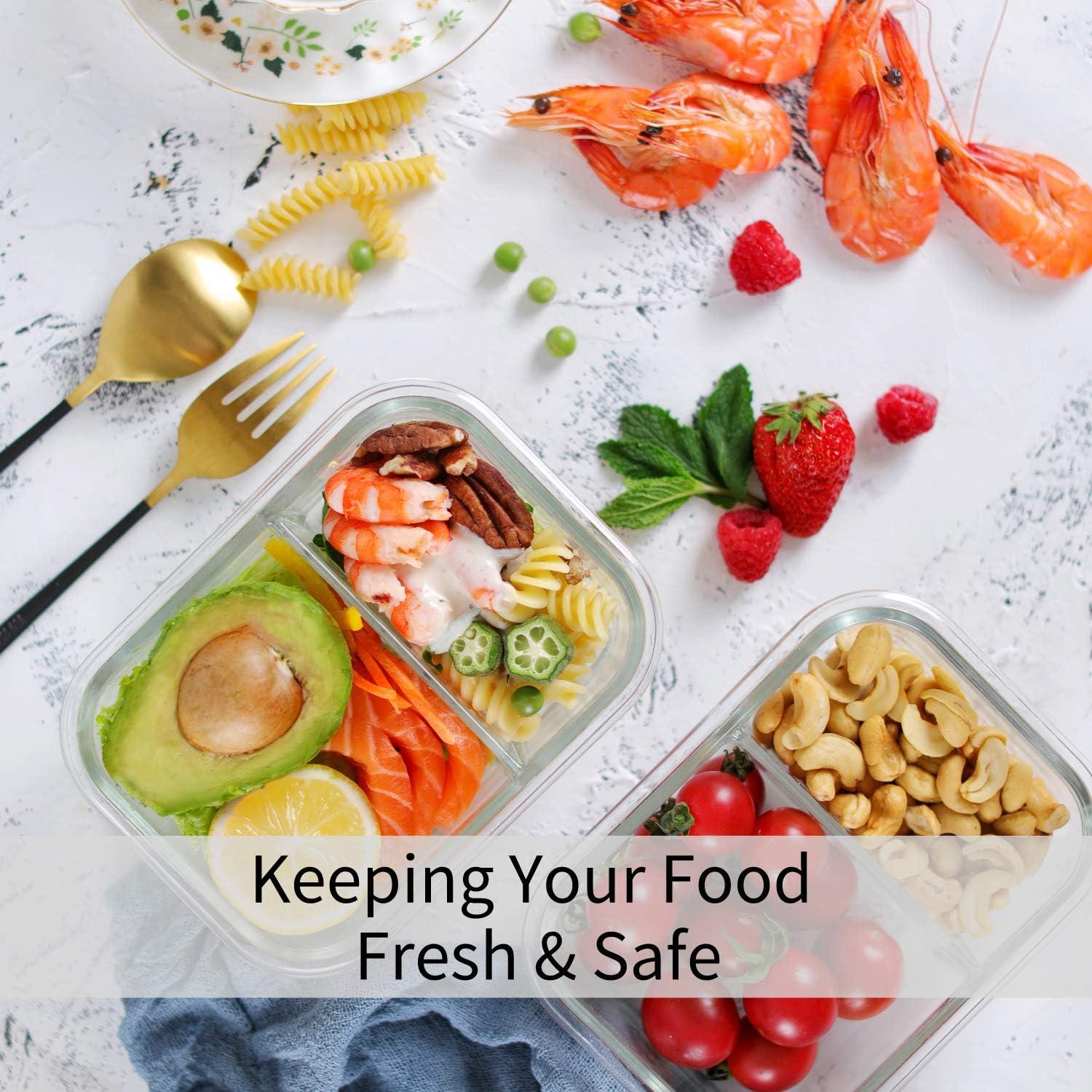 Bayco 10 Contenedores de Vidrio 630ml con Tapas a Prueba de Fugas