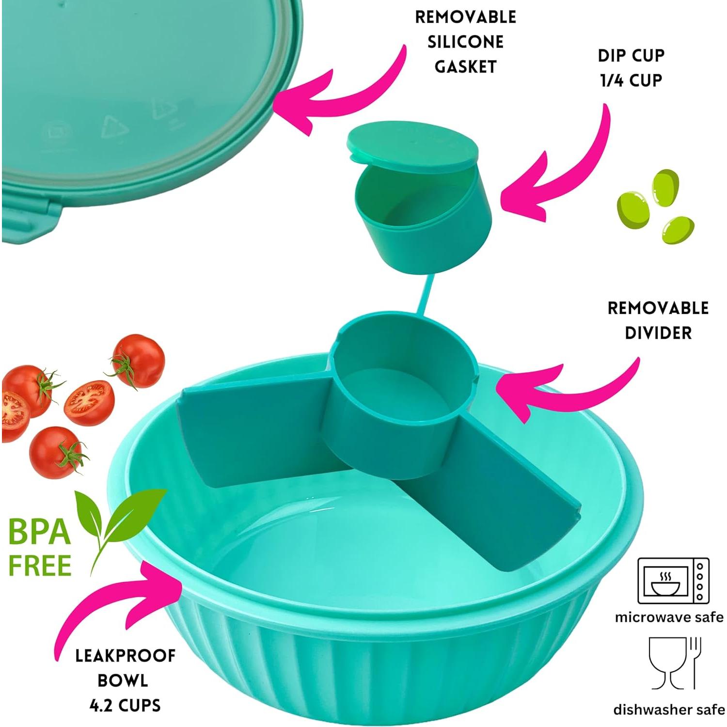 Yumbox Tazón de Ensalada a Prueba de Fugas 4.2 Tazas Aqua