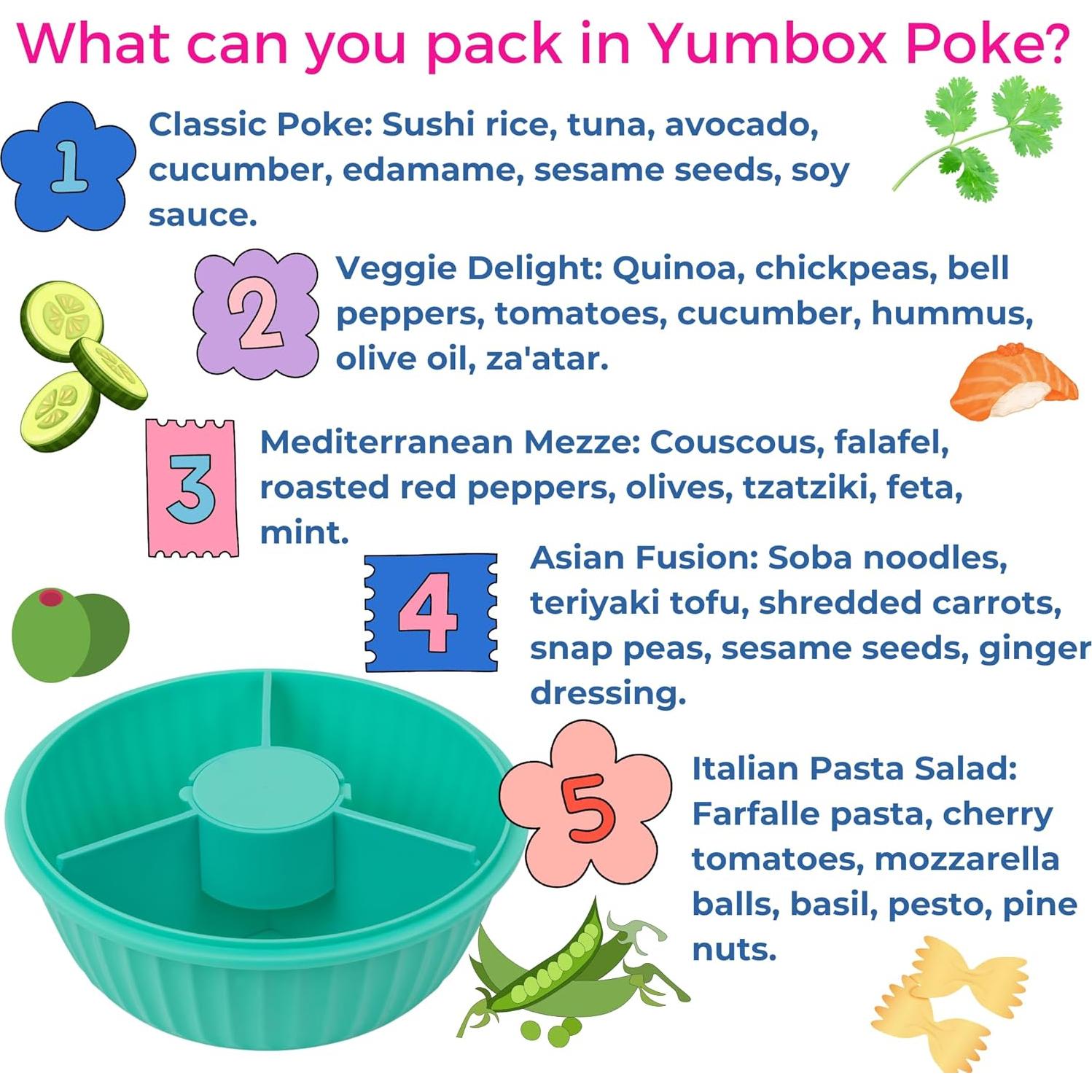 Yumbox Tazón de Ensalada a Prueba de Fugas 4.2 Tazas Aqua