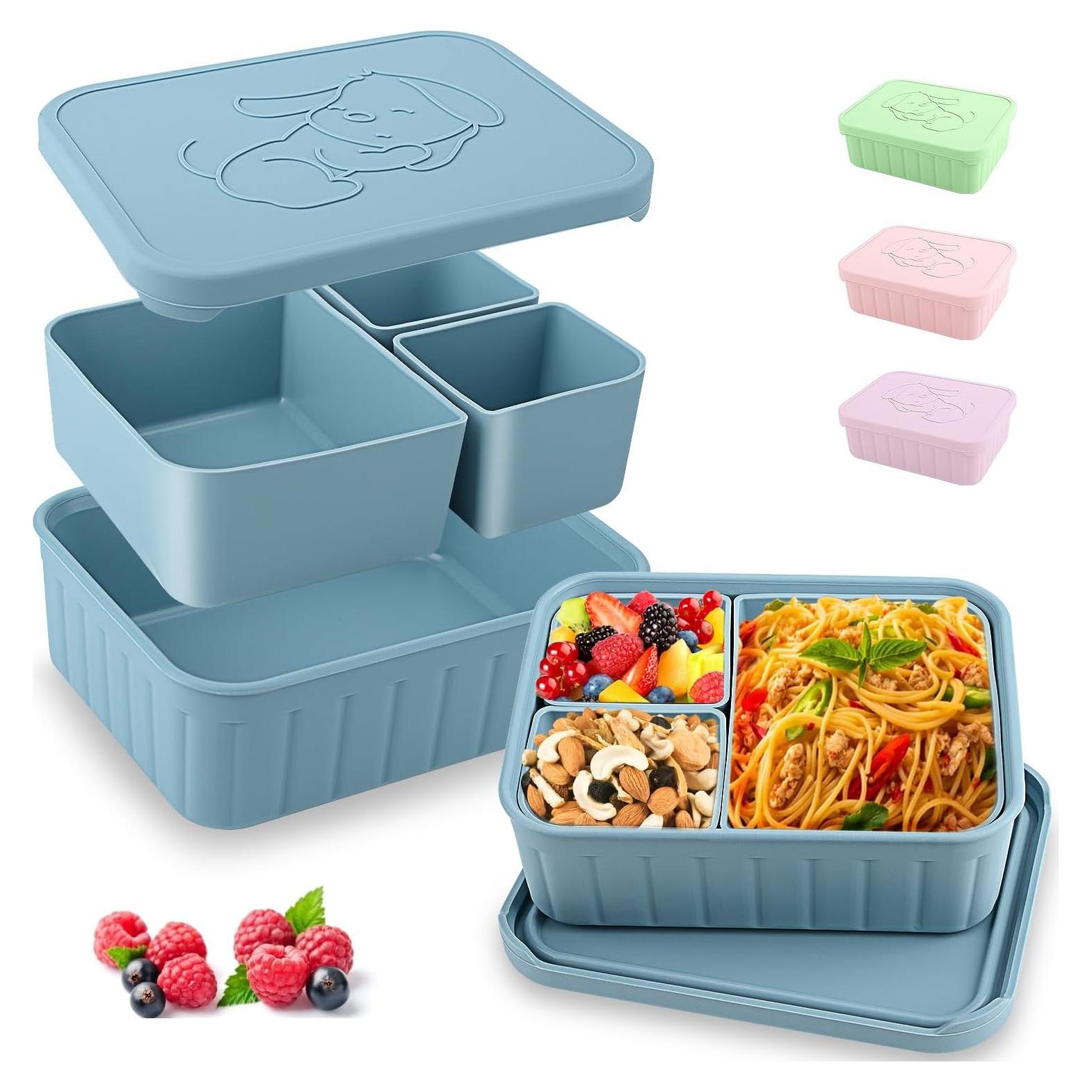 Caja de Almuerzo Bento Oyrlize Azul Silicona 3 Compartimentos
