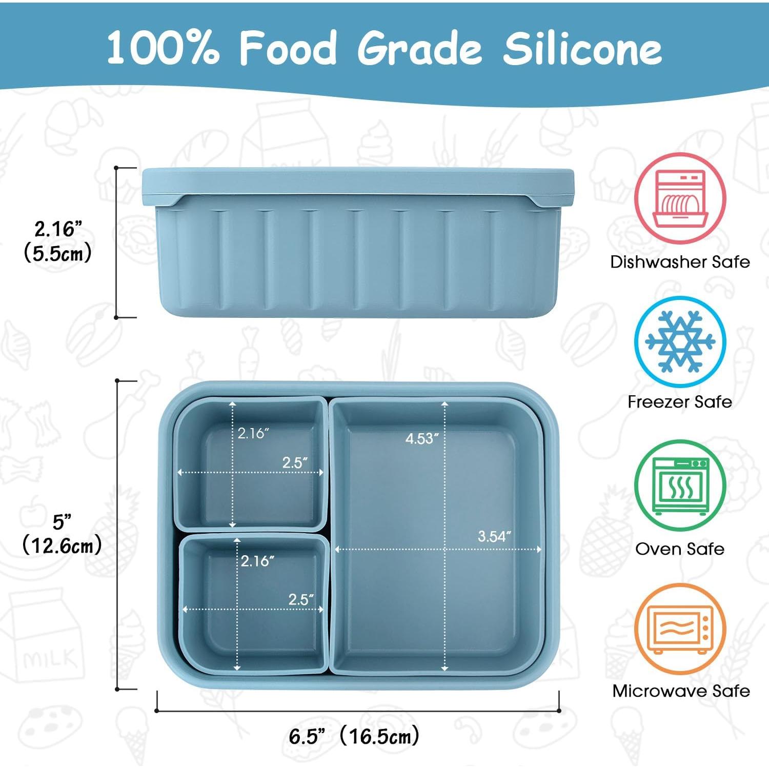 Caja de Almuerzo Bento Oyrlize Azul Silicona 3 Compartimentos