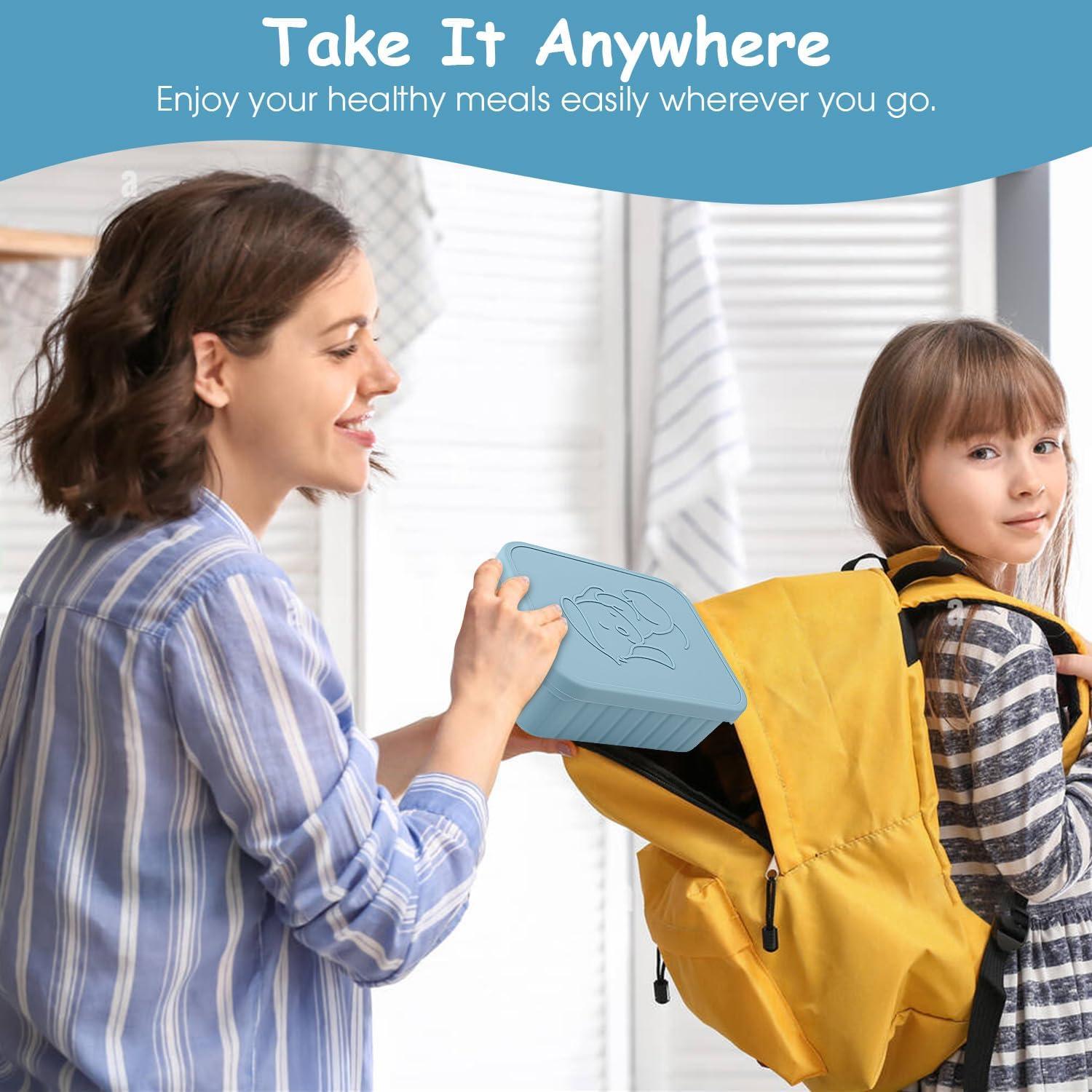 Caja de Almuerzo Bento Oyrlize Azul Silicona 3 Compartimentos