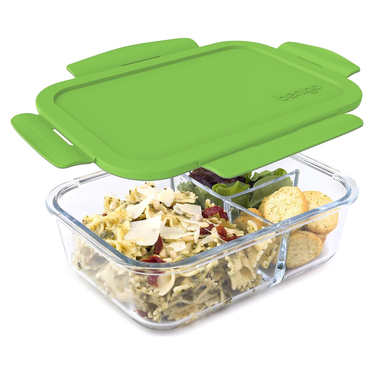 Bentgo Caja de Almuerzo de Vidrio 5 Tazas 3 Compartimentos Verde