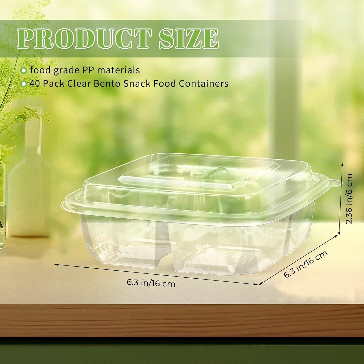 Paquete de 40 Contenedores de Comida Bento ISUSSER 16x16 cm