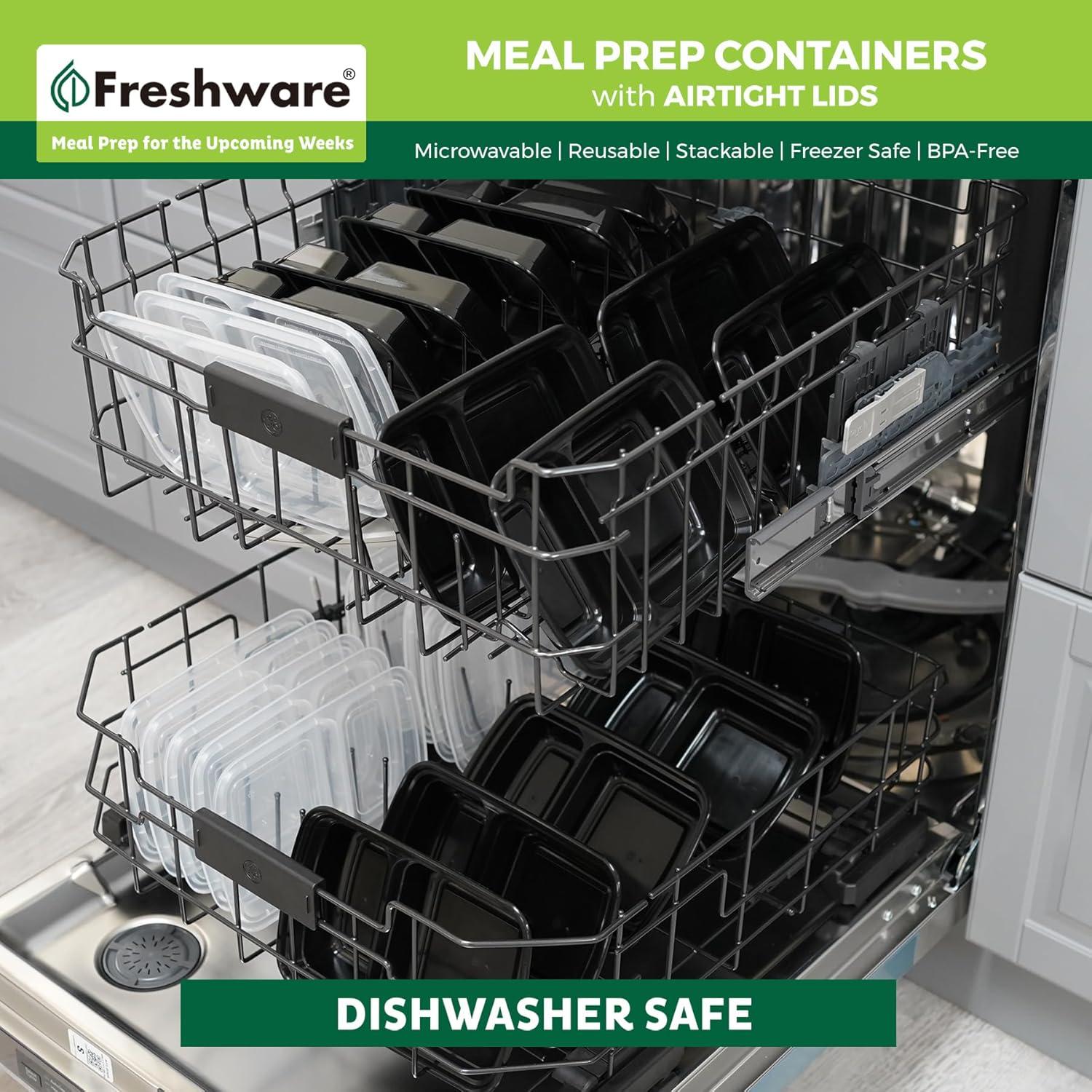 Contenedores de Preparación de Comidas Freshware 50 Piezas 28 oz