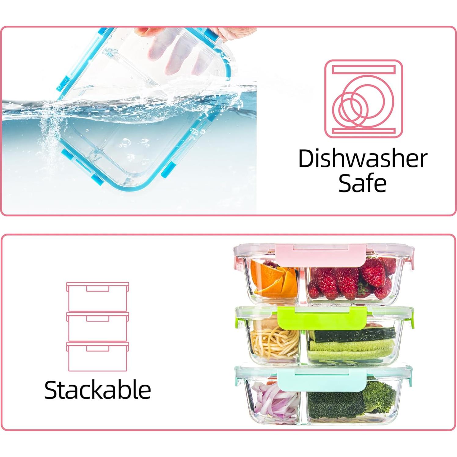 Contenedores de Almacenamiento de Comida de Vidrio 5 Piezas 973ml