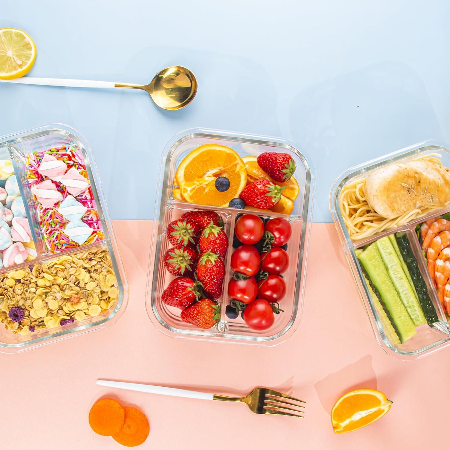 Contenedores de Almacenamiento de Comida de Vidrio 5 Piezas 973ml