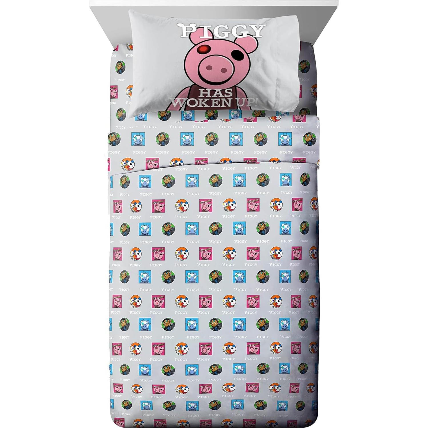 Juego de Cama Twin Jay Franco Piggy 5 Piezas - Edredón y Sábanas