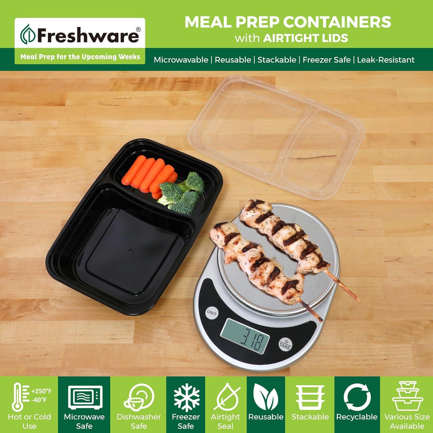 Contenedores de Preparación de Comidas Freshware 50 Piezas 28 oz