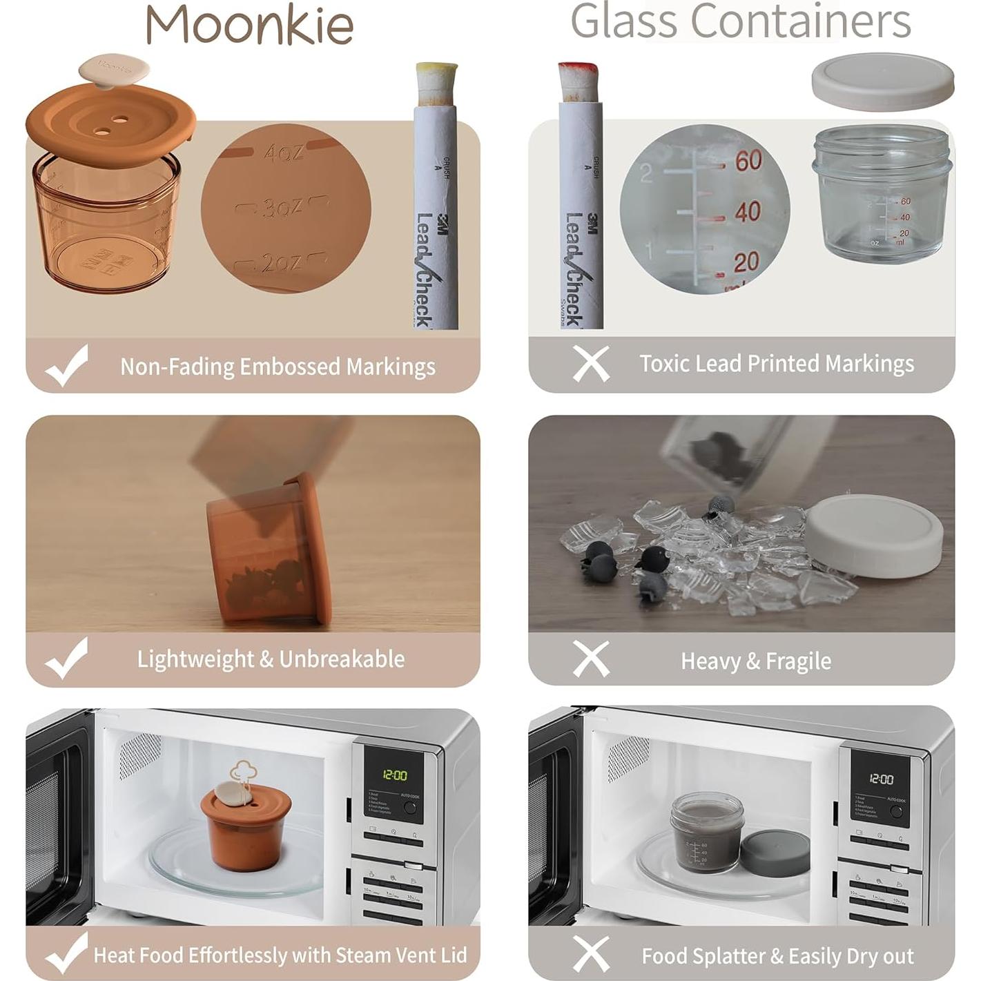 Contenedores de Comida para Bebés Moonkie 4oz/8oz Silicona