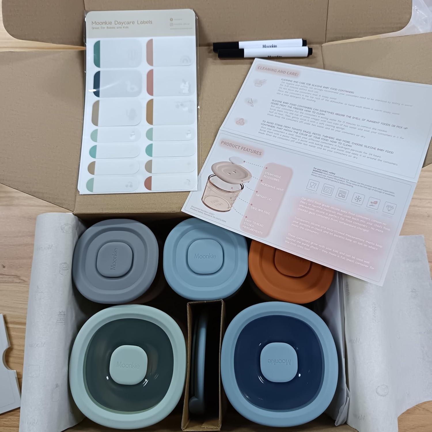 Contenedores de Comida para Bebés Moonkie 4oz/8oz Silicona