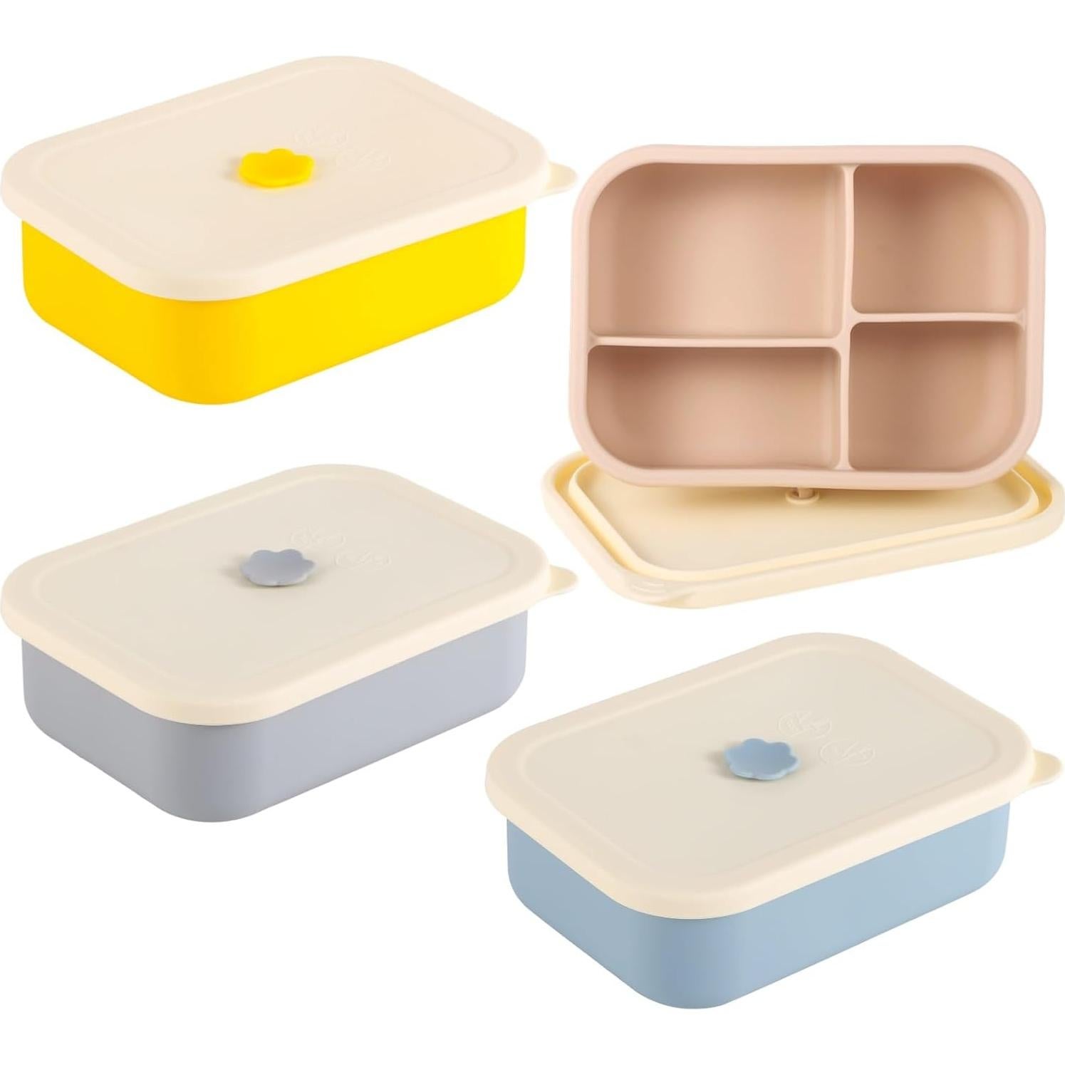 Cajas Bento de Silicona Homaisson 4 PCS 4 Compartimentos