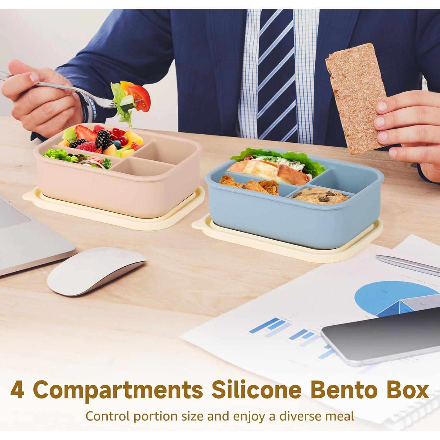 Cajas Bento de Silicona Homaisson 4 PCS 4 Compartimentos