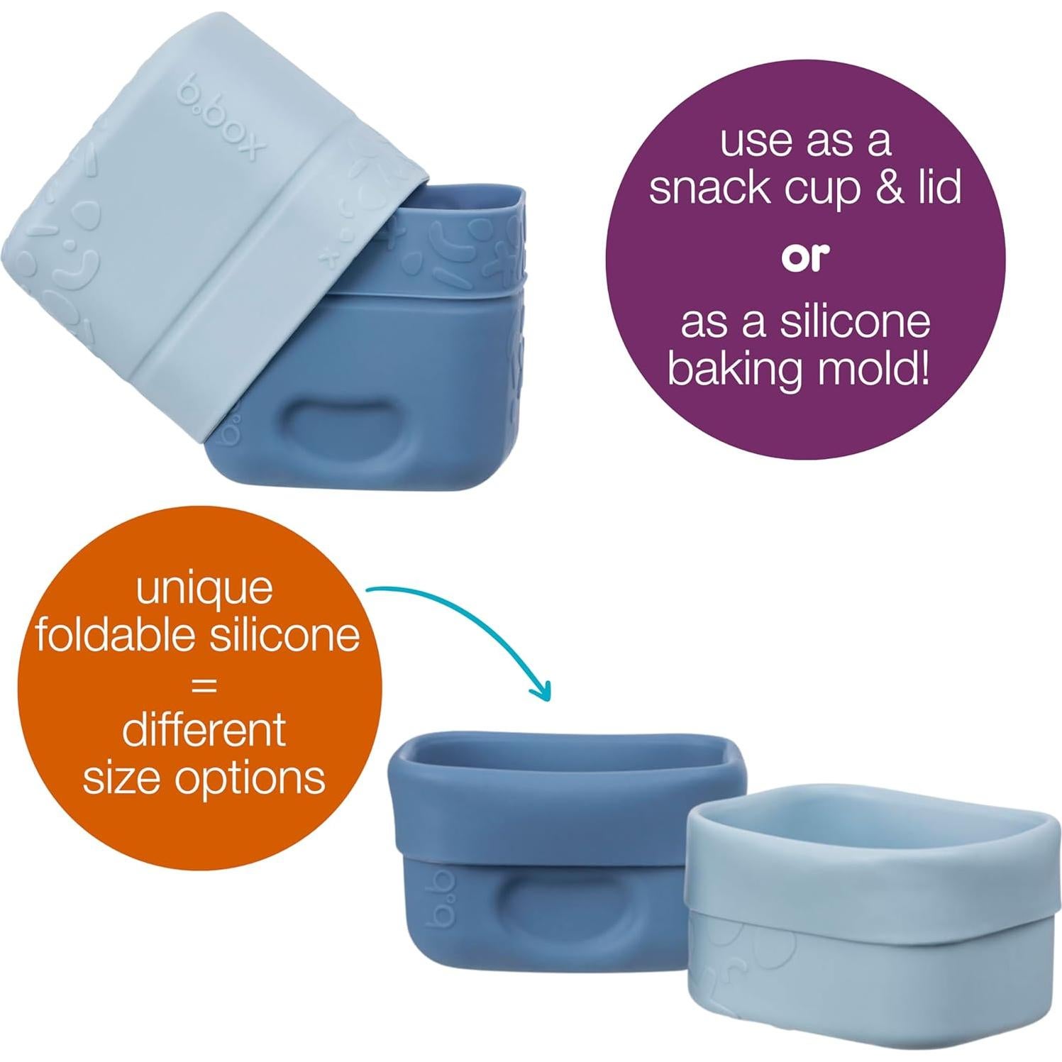 Tazas de Snack de Silicona b.box - Paquete de 2, Apta para Microondas y Lavavajillas