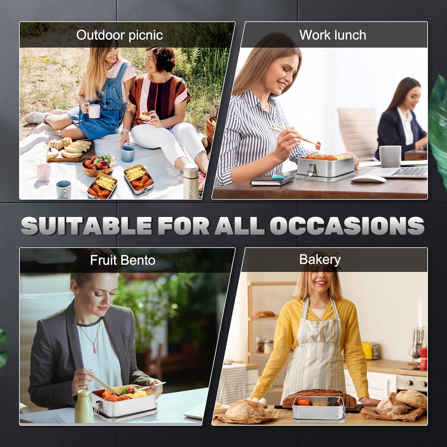 Contenedores de Comida Acero Inoxidable Umigy 4 Pcs 1200 ml