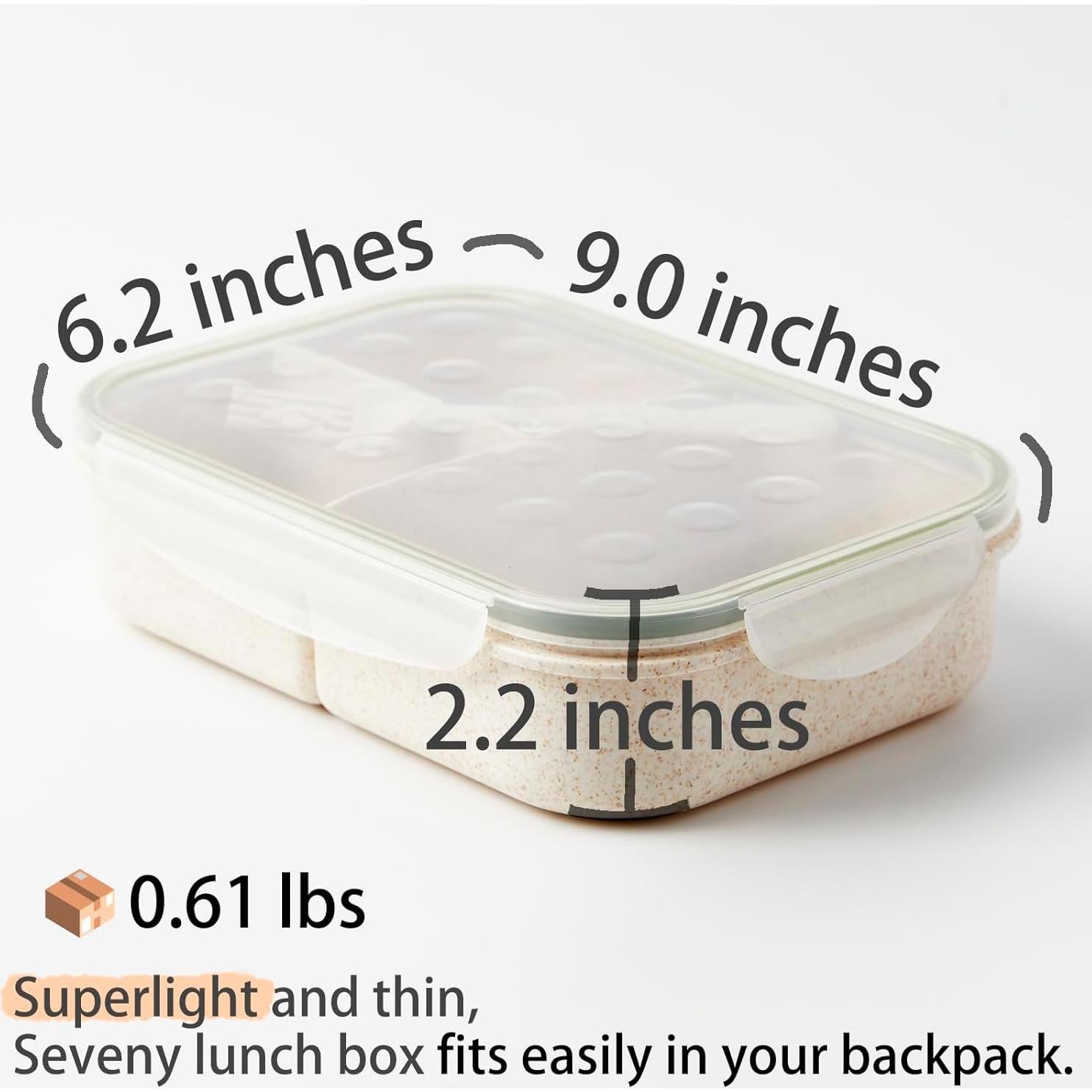 Caja Bento SEVENY Fibra de Trigo Natural Blanca 1.15L