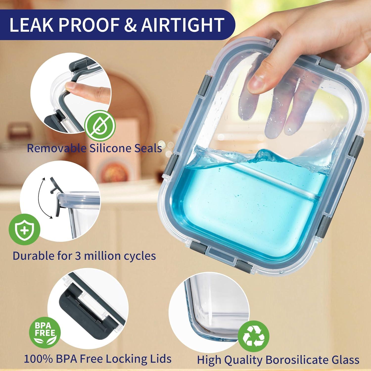 Contenedores de Almacenamiento de Vidrio MFY 5 Piezas 1.06L