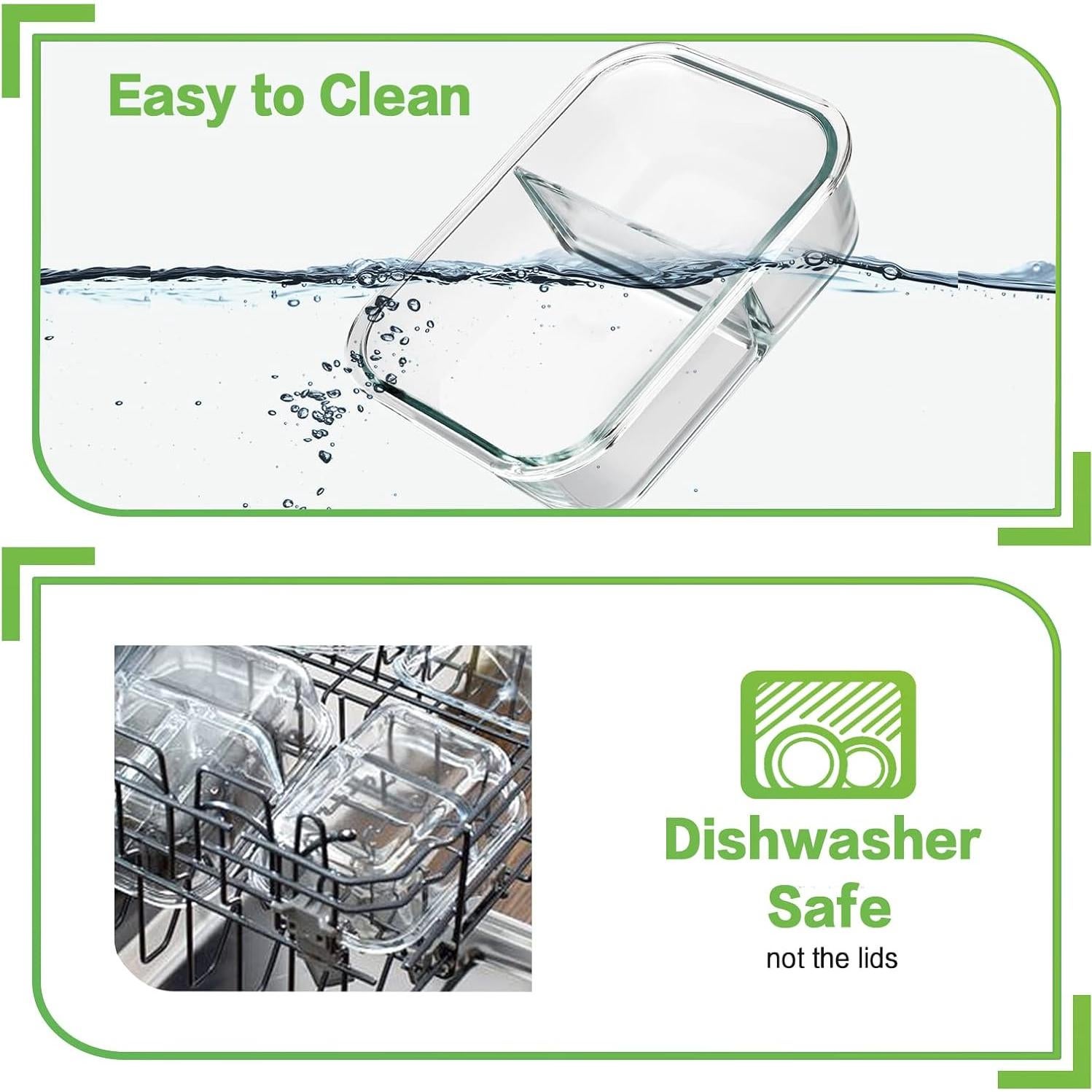 HOMBERKING 10 Contenedores de Vidrio 630ml 2 Compartimentos