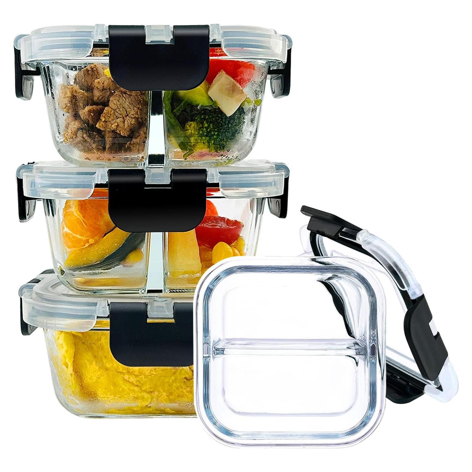 Contenedores de Comida Bariátrica Nafhone 3 Pzas 1 Taza Vidrio