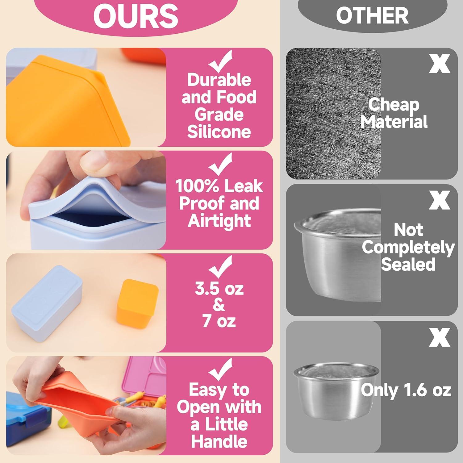 Contenedores de Dips VIOTIIN Silicona 4 Piezas A Prueba de Fugas