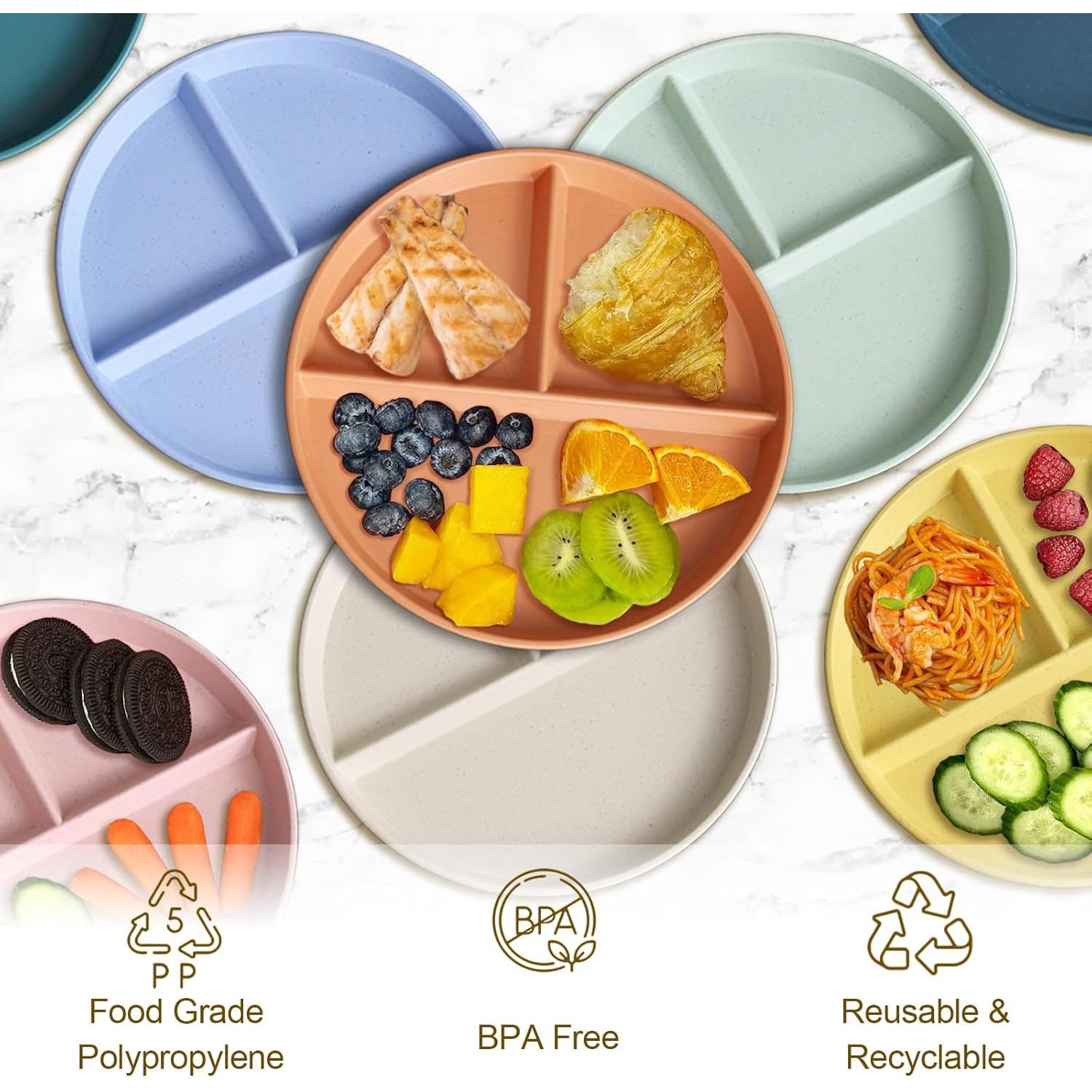 Platos Divididos CrazyTerra 9 Pulgadas BPA Libre - 8 Paquetes