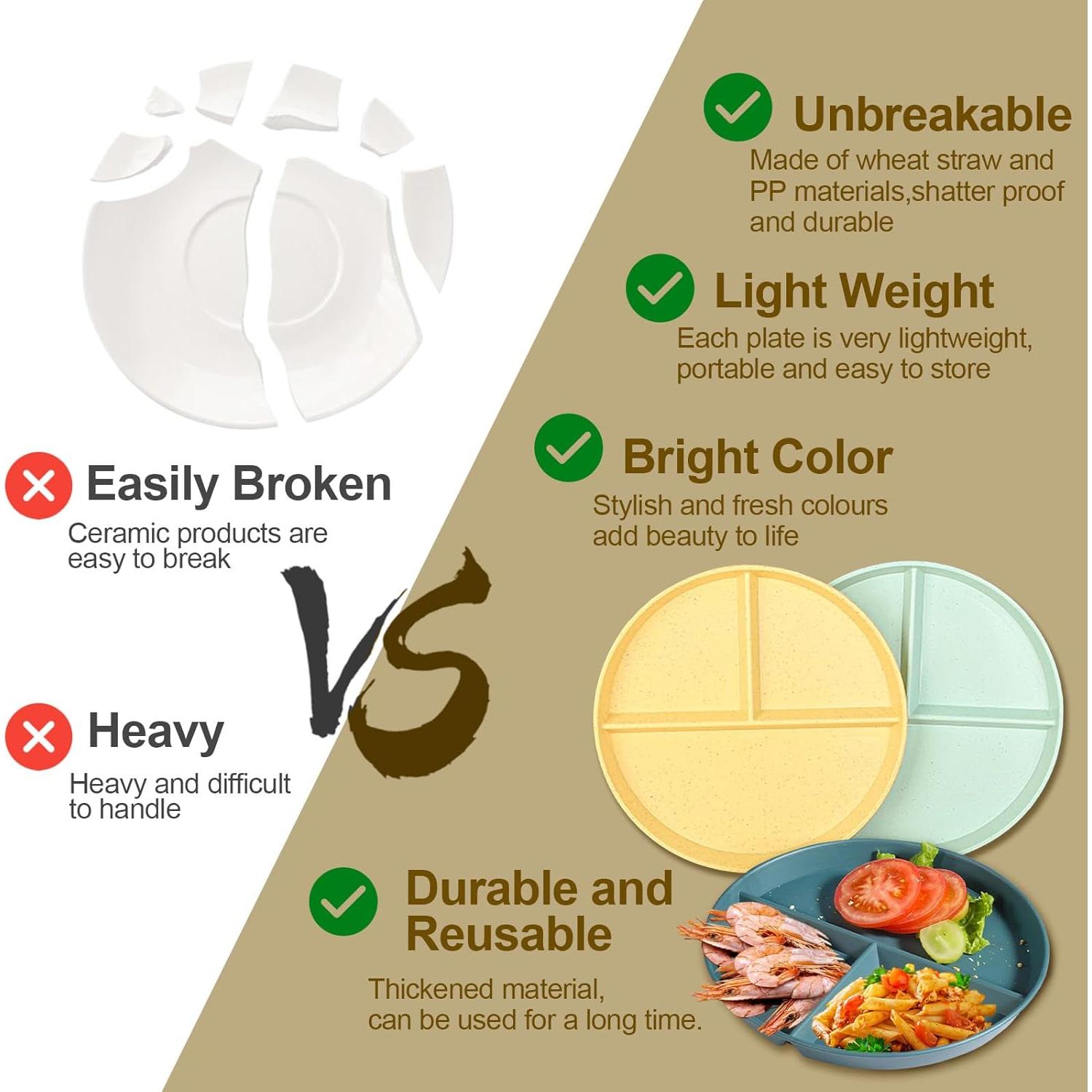 Platos Divididos CrazyTerra 9 Pulgadas BPA Libre - 8 Paquetes