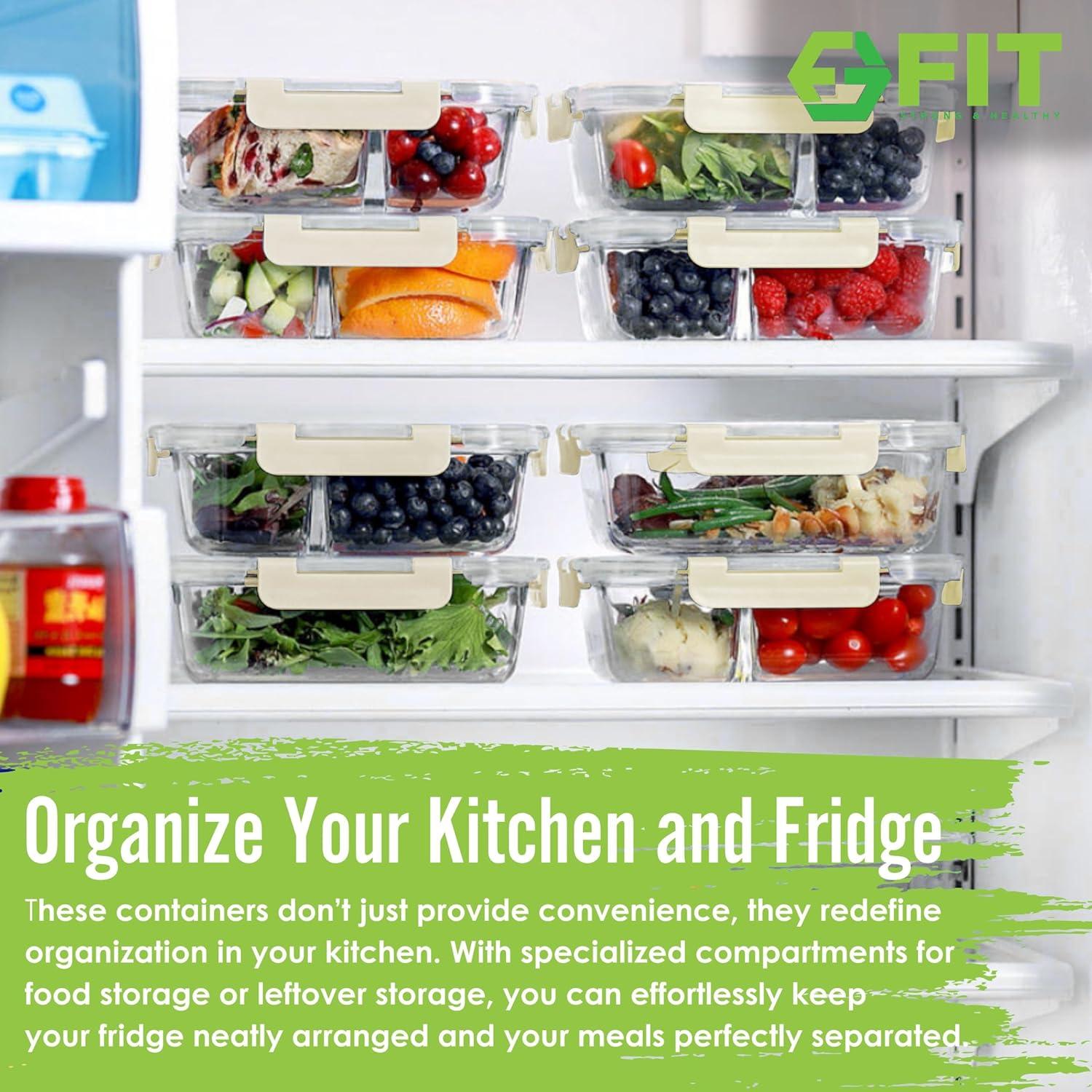 Contenedores de Vidrio para Comidas FIT Fuerte y Saludable 4 Pzas