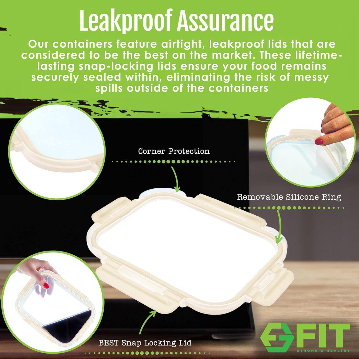 Contenedores de Vidrio para Comidas FIT Fuerte y Saludable 4 Pzas